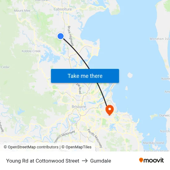 Young Rd at Cottonwood Street to Gumdale map
