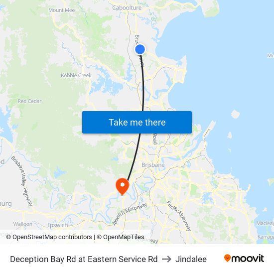 Deception Bay Rd at Eastern Service Rd to Jindalee map