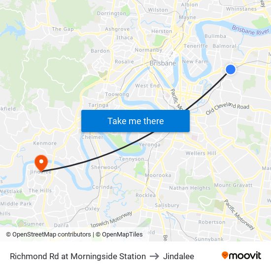 Richmond Rd at Morningside Station to Jindalee map