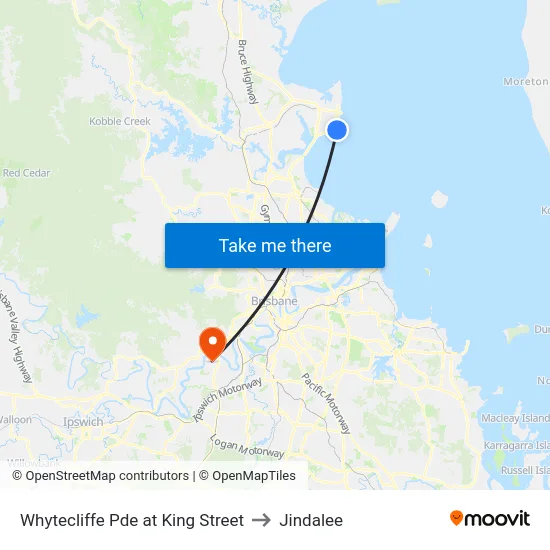 Whytecliffe Pde at King Street to Jindalee map