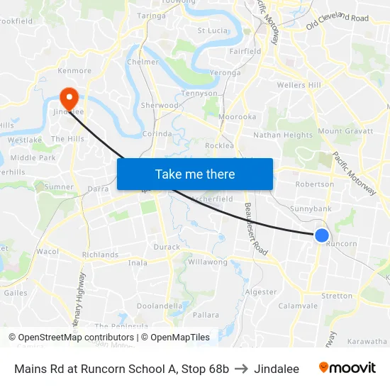 Mains Rd at Runcorn School A, Stop 68b to Jindalee map