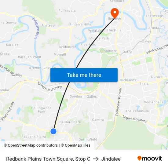 Redbank Plains Town Square, Stop C to Jindalee map