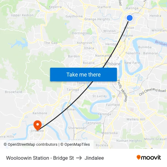 Wooloowin Station - Bridge St to Jindalee map
