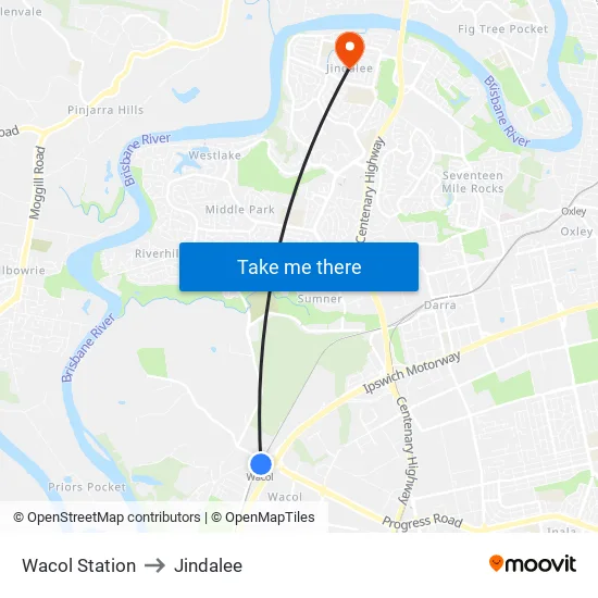 Wacol Station to Jindalee map