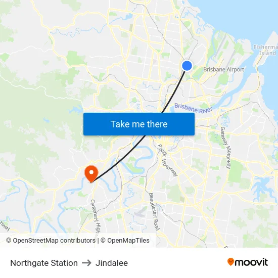 Northgate Station to Jindalee map