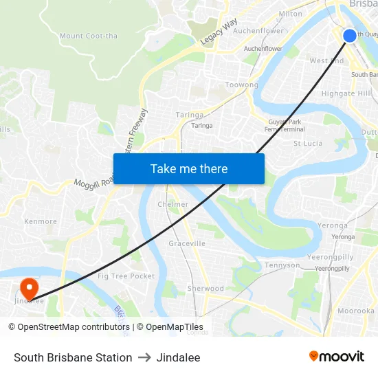 South Brisbane Station to Jindalee map