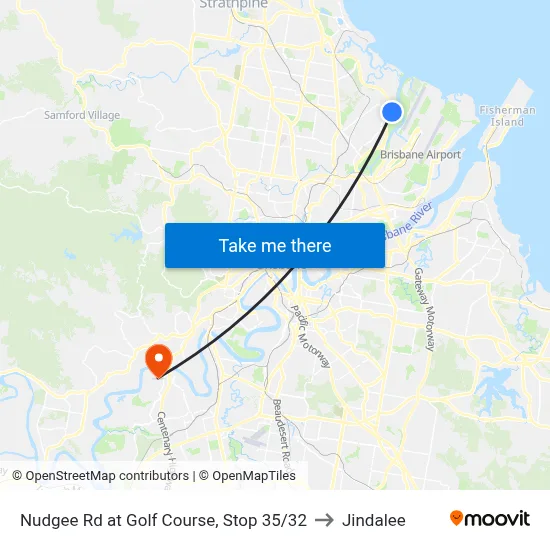 Nudgee Rd at Golf Course, Stop 35/32 to Jindalee map