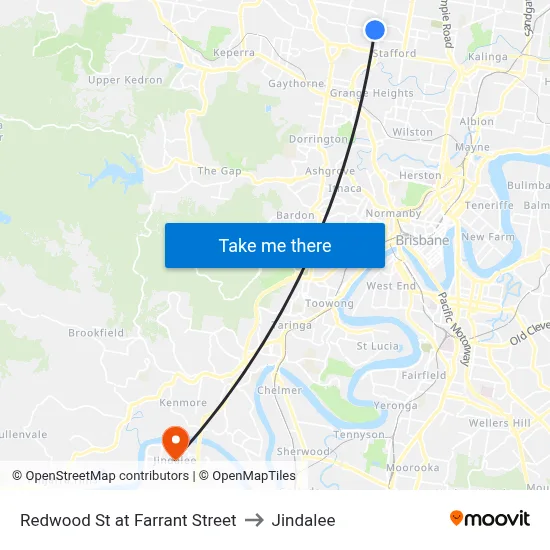 Redwood St at Farrant Street to Jindalee map