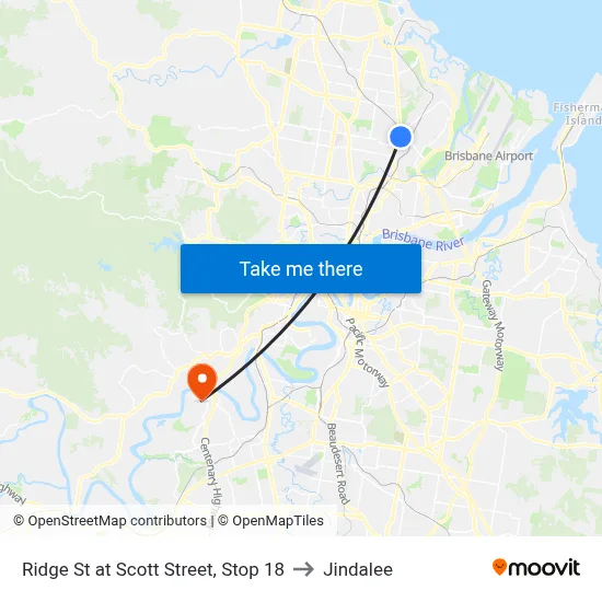 Ridge St at Scott Street, Stop 18 to Jindalee map
