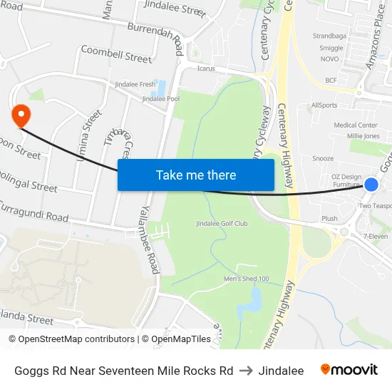 Goggs Rd Near Seventeen Mile Rocks Rd to Jindalee map