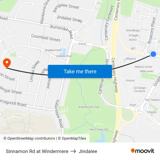 Sinnamon Rd at Windermere to Jindalee map