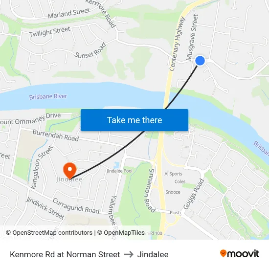 Kenmore Rd at Norman Street to Jindalee map