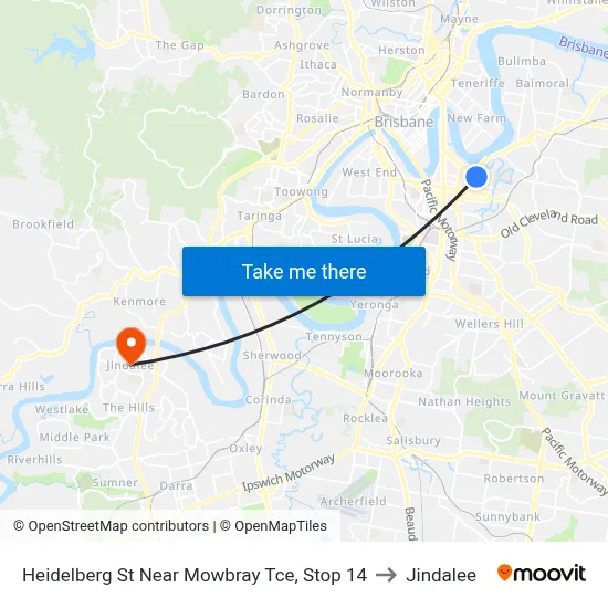 Heidelberg St Near Mowbray Tce, Stop 14 to Jindalee map