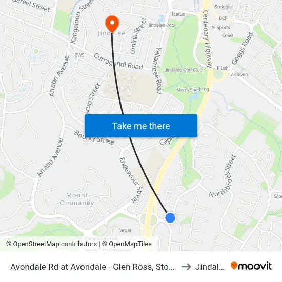 Avondale Rd at Avondale - Glen Ross, Stop 61 to Jindalee map