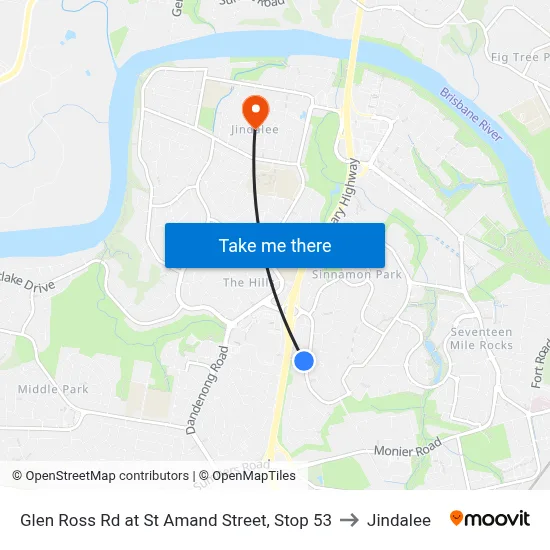 Glen Ross Rd at St Amand Street, Stop 53 to Jindalee map