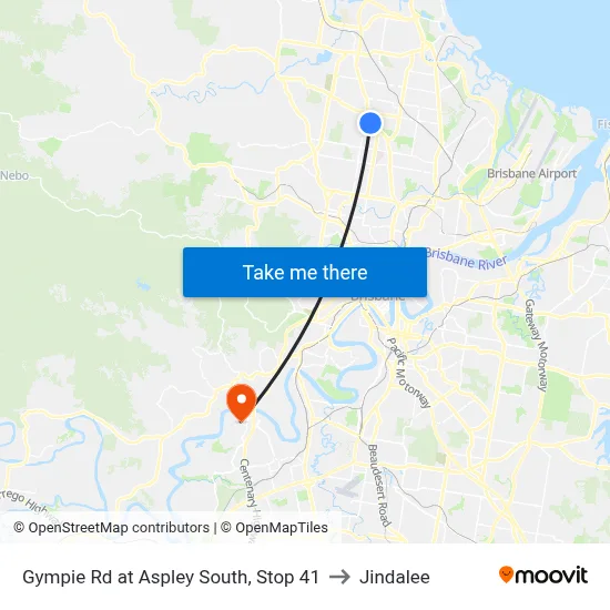 Gympie Rd at Aspley South, Stop 41 to Jindalee map