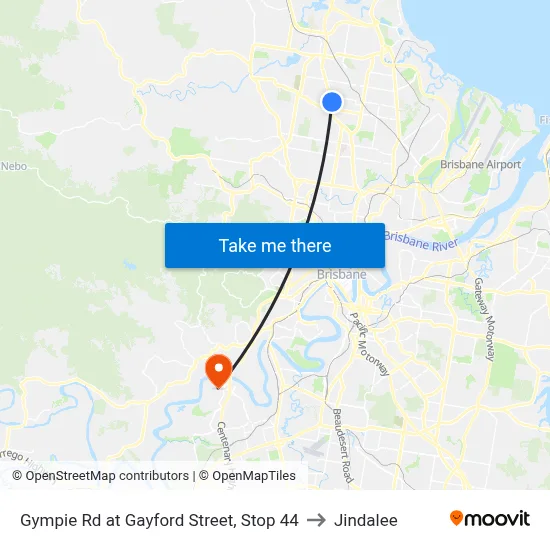 Gympie Rd at Gayford Street, Stop 44 to Jindalee map