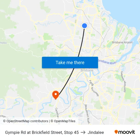 Gympie Rd at Brickfield Street, Stop 45 to Jindalee map