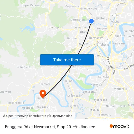 Enoggera Rd at Newmarket, Stop 20 to Jindalee map