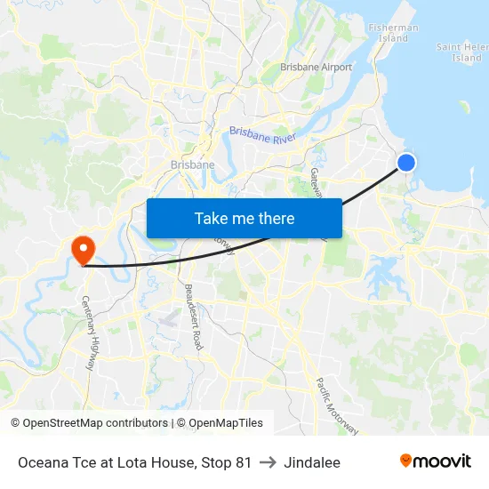 Oceana Tce at Lota House, Stop 81 to Jindalee map