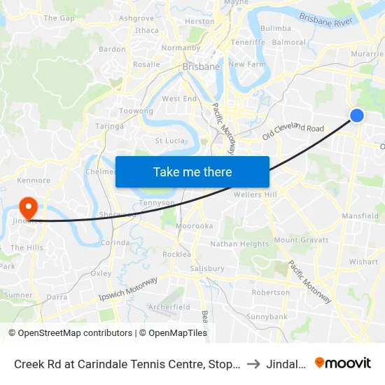 Creek Rd at Carindale Tennis Centre, Stop 46 to Jindalee map
