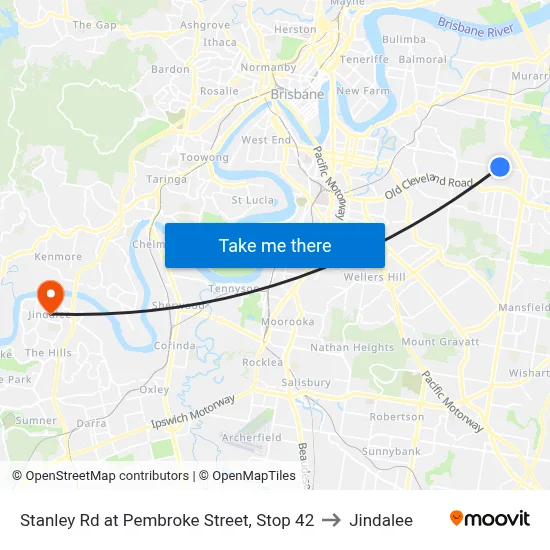 Stanley Rd at Pembroke Street, Stop 42 to Jindalee map