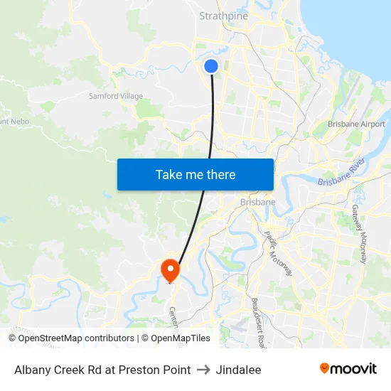 Albany Creek Rd at Preston Point to Jindalee map