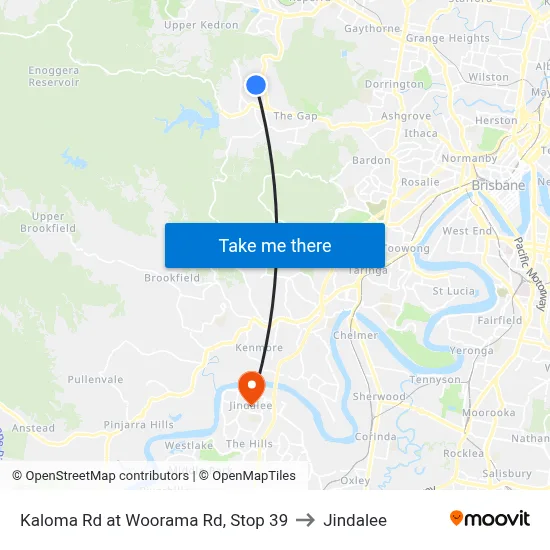 Kaloma Rd at Woorama Rd, Stop 39 to Jindalee map