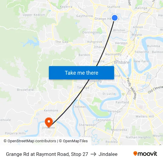Grange Rd at Raymont Road, Stop 27 to Jindalee map