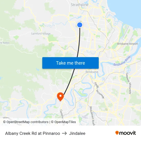 Albany Creek Rd at Pinnaroo to Jindalee map
