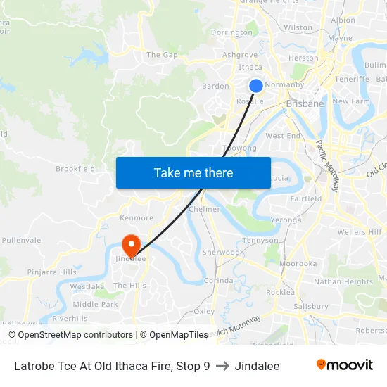 Latrobe Tce At Old Ithaca Fire, Stop 9 to Jindalee map