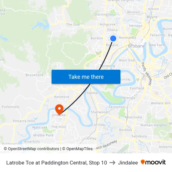 Latrobe Tce at Paddington Central, Stop 10 to Jindalee map