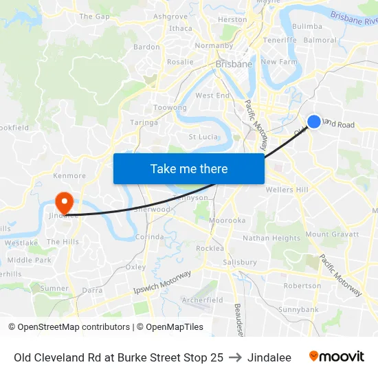 Old Cleveland Rd at Burke Street Stop 25 to Jindalee map