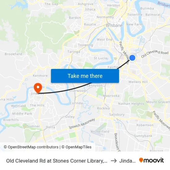 Old Cleveland Rd at Stones Corner Library, Stop 17 to Jindalee map
