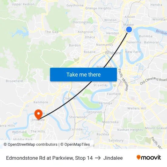 Edmondstone Rd at Parkview, Stop 14 to Jindalee map