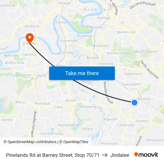 Pinelands Rd at Barney Street, Stop 70/71 to Jindalee map