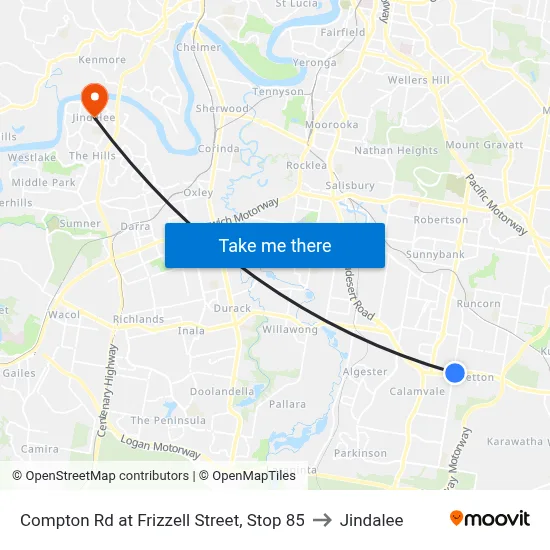 Compton Rd at Frizzell Street, Stop 85 to Jindalee map