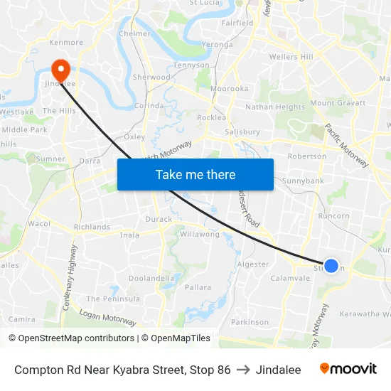 Compton Rd Near Kyabra Street, Stop 86 to Jindalee map