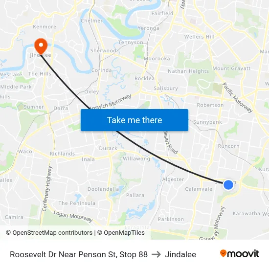 Roosevelt Dr Near Penson St, Stop 88 to Jindalee map