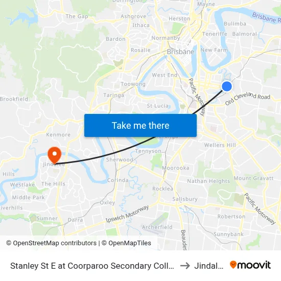 Stanley St E at Coorparoo Secondary College to Jindalee map