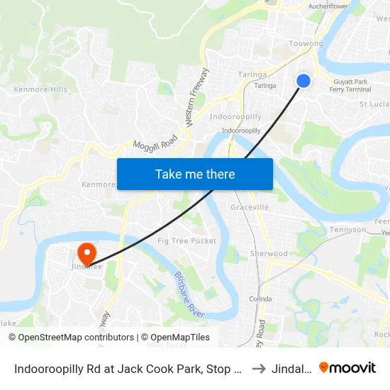 Indooroopilly Rd at Jack Cook Park, Stop 18/19 to Jindalee map