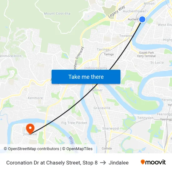 Coronation Dr at Chasely Street, Stop 8 to Jindalee map