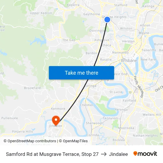 Samford Rd at Musgrave Terrace, Stop 27 to Jindalee map