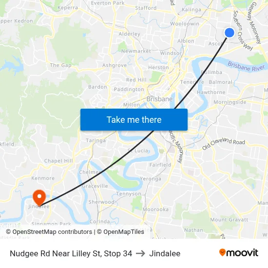 Nudgee Rd Near Lilley St, Stop 34 to Jindalee map