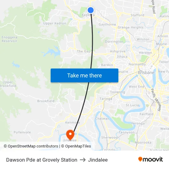Dawson Pde at Grovely Station to Jindalee map