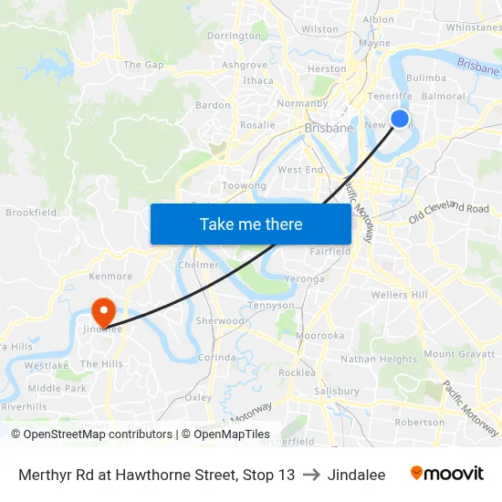 Merthyr Rd at Hawthorne Street, Stop 13 to Jindalee map