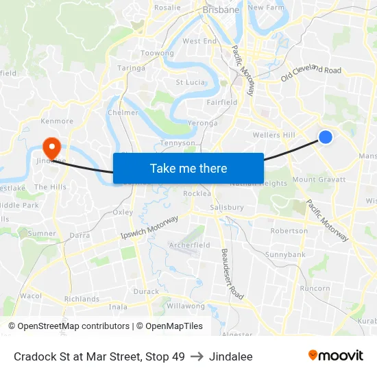 Cradock St at Mar Street, Stop 49 to Jindalee map