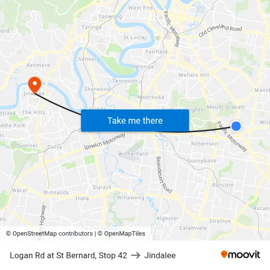 Logan Rd at St Bernard, Stop 42 to Jindalee map