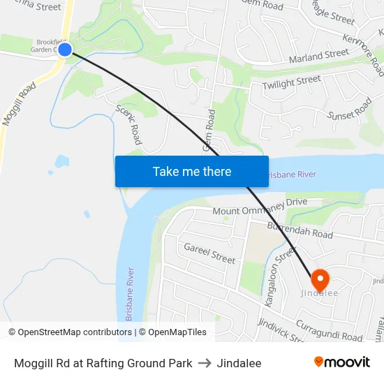 Moggill Rd at Rafting Ground Park to Jindalee map