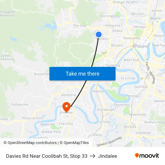 Davies Rd Near Coolibah St, Stop 33 to Jindalee map